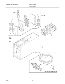 Ice Maker Diagram and Parts List for FRFC2323AS9  Frigidaire Refrigerator
