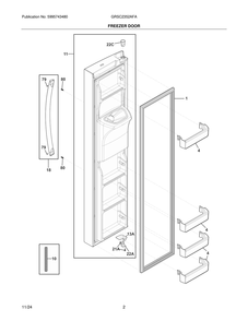 Freezer Door Diagram and Parts List for GRSC2352AFA  Frigidaire Refrigerator