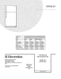 COVER Diagram and Parts List for CRTE187ES2  Crosley Refrigerator