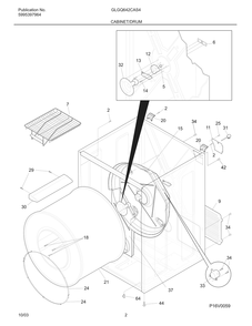 Cabinet/Drum Diagram and Parts List for GLGQ642CAS4  Frigidaire Dryer