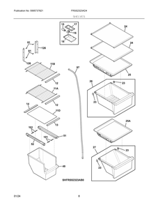 Shelves Diagram and Parts List for FRSS2323AD4  Frigidaire Refrigerator