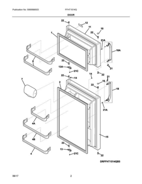 02 - Door Diagram and Parts List for FFHT1514QB5  Frigidaire Refrigerator