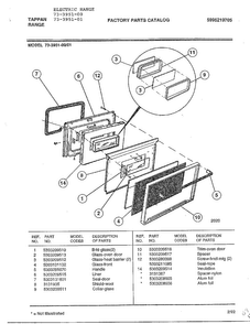 Electric Range Page 7 Diagram and Parts List for 73-3951-00  Tappan Range