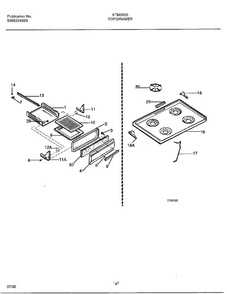 Top/drawer Diagram and Parts List for 2803  Frigidaire Range