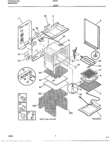 Body Diagram and Parts List for 484240A  Frigidaire Range