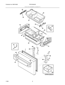 Freezer Drawer, Baskets Diagram and Parts List for PRFG2383AF8  Frigidaire Refrigerator