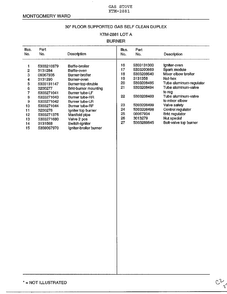 Burner Page 2 Diagram and Parts List for 2881  Frigidaire Range