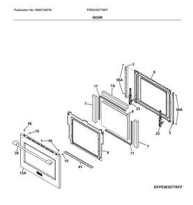 Door Diagram and Parts List for FPEW3077RFF  Frigidaire Wall Oven