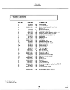 Top/drawer Page 2 Diagram and Parts List for 2823  Frigidaire Range