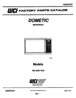 01 - Cover Diagram and Parts List for 856-2288-10 02 Frigidaire Microwave