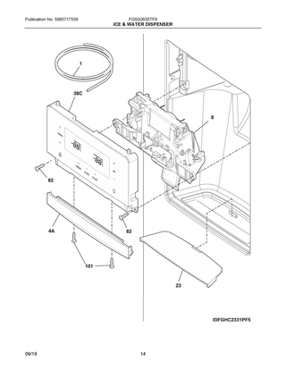 Ice & Water Dispenser Diagram and Parts List for FGSS2635TF9  Frigidaire Refrigerator