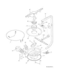 Motor & Pump Diagram and Parts List for FFBD2411NW6B  Frigidaire Dishwasher