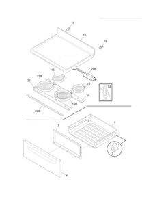 Top/drawer Diagram and Parts List for LFEF3018LWE  Frigidaire Range