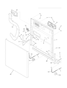 Door Diagram and Parts List for FGBD2431NW0A  Frigidaire Dishwasher