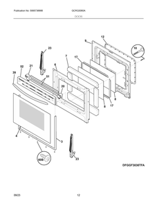 Door Diagram and Parts List for GCRG3060ADH  Frigidaire Range