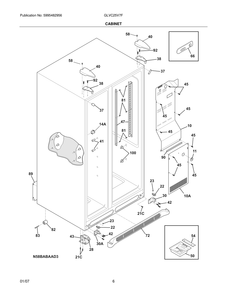Cabinet Diagram and Parts List for GLVC25V7FW2  Frigidaire Refrigerator