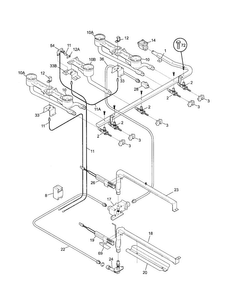Burner Diagram and Parts List for TGF657BFB3  Tappan Range