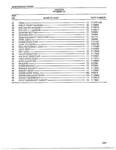 Freezer Page 2 Diagram and Parts List for 46567A-7  Frigidaire Freezer