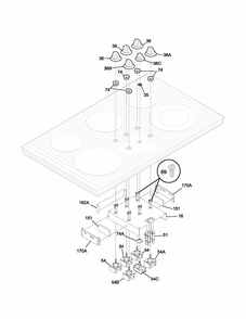 Controls Diagram and Parts List for 79042741401  Kenmore Cooktop