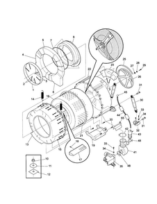 Tub And Motor Diagram and Parts List for 38802  Frigidaire Washer