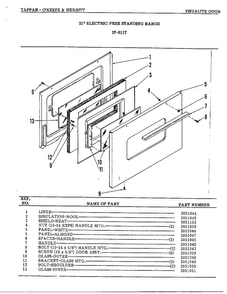 Visualite Door Page 2 Diagram and Parts List for 37-0117  Frigidaire Range
