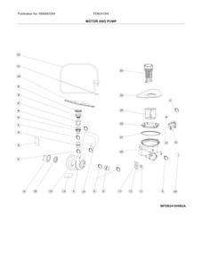 Motor And Pump Diagram and Parts List for FDB2410HIB3B  Frigidaire Dishwasher