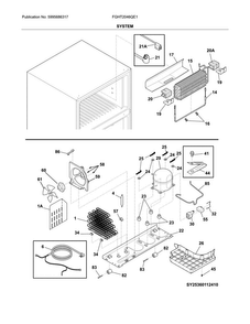 System Diagram and Parts List for FGHT2046QE1  Frigidaire Refrigerator