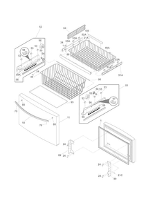 Freezer Drawer, Baskets Diagram and Parts List for 25370312211  Kenmore Refrigerator