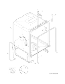 Tub Diagram and Parts List for FBD2400KS7B  Frigidaire Dishwasher