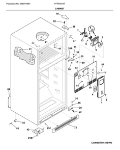 Cabinet Diagram and Parts List for FFTR1814TBA  Frigidaire Refrigerator