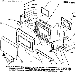 Door Parts Diagram and Parts List for 5649937711  Kenmore Microwave