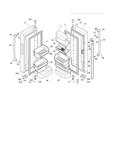 Fresh Food Door Diagram and Parts List for FPHG2399MF4  Frigidaire Refrigerator