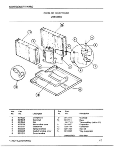 Room Air Conditioner Diagram and Parts List for 5257G  Frigidaire Air Conditioner