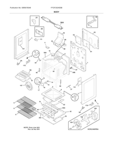 Body Diagram and Parts List for FFGF3024SSB  Frigidaire Range