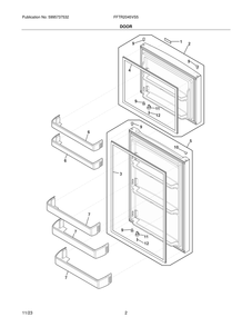 Door Diagram and Parts List for FFTR2045VS5  Frigidaire Refrigerator
