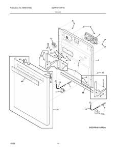 Door Diagram and Parts List for GDPP4517AF1B  Frigidaire Dishwasher