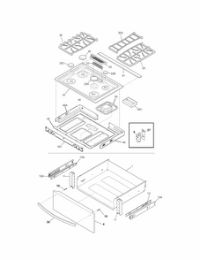Top/drawer Diagram and Parts List for 79036903903  Kenmore Range