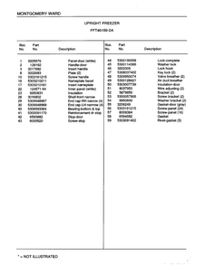 Upright Freezer Page 2 Diagram and Parts List for 46159A  Frigidaire Freezer