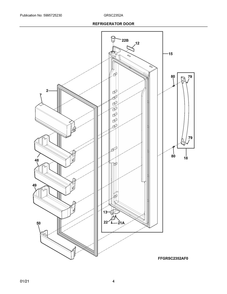Refrigerator Door Diagram and Parts List for GRSC2352AD0  Frigidaire Refrigerator