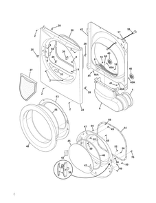 Front Panel/lint Filter Diagram and Parts List for FASG7074NW2  Frigidaire Dryer