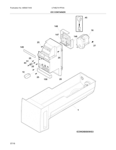 Ice Container Diagram and Parts List for LFHB2741PFAA  Frigidaire Refrigerator