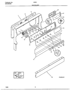 Backguard Diagram and Parts List for 484360B  Frigidaire Range