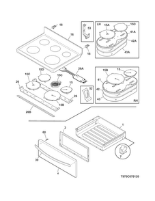 Top/drawer Diagram and Parts List for FGIF3061NFA  Frigidaire Range