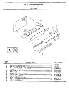 30" Gas Over/under Splasher Diagram and Parts List for 3448A  Frigidaire Range