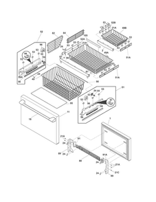 Freezer Drawer, Baskets Diagram and Parts List for E23BC68JPS6  Electrolux Refrigerator