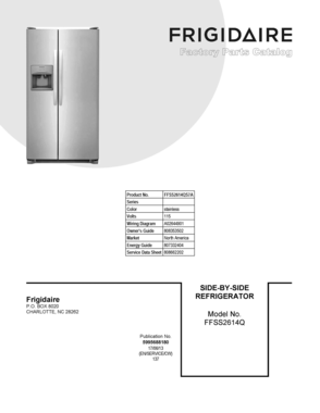01 - COVER SHEET Diagram and Parts List for FFSS2614QS7A  Frigidaire Refrigerator