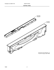 Control Panel Diagram and Parts List for GDSP4715AF0A  Frigidaire Dishwasher