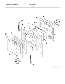 Door Diagram and Parts List for FGGF3058RFD  Frigidaire Range