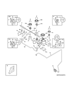 Burner Diagram and Parts List for CPDS3085PFB  Frigidaire Range