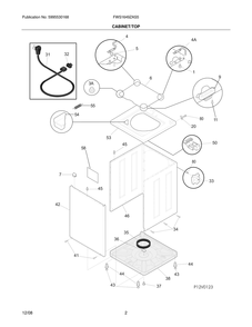 Cabinet/Top Diagram and Parts List for FWS1649ZAS5  Frigidaire Washer